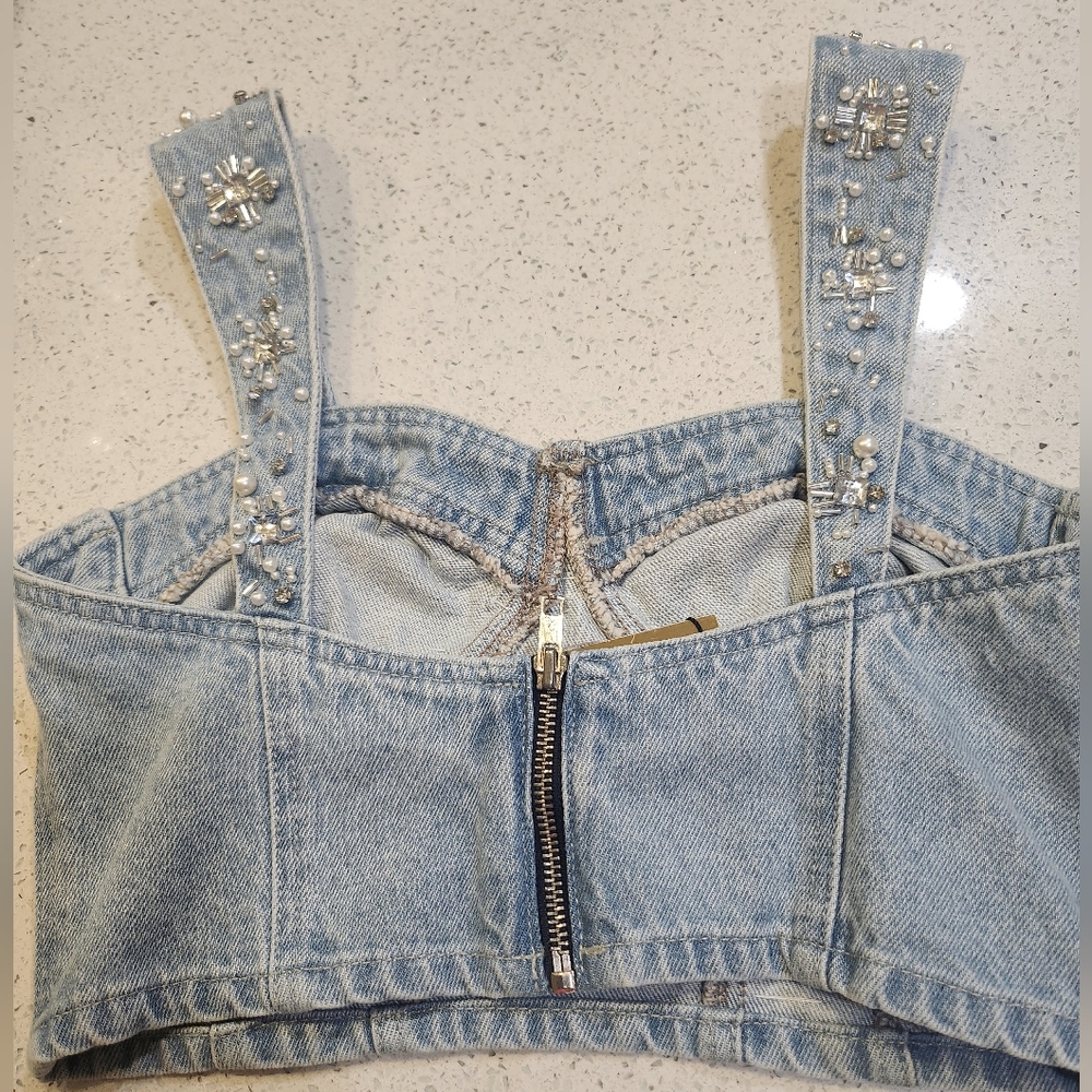 Patbo Hand Beaded Denim Top - Picture 12 of 15
